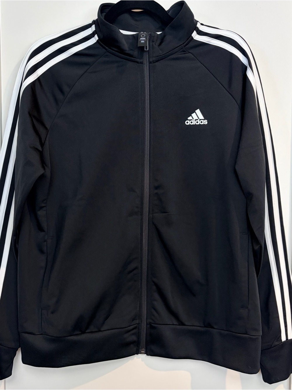 Adidas Black 3 Stripe Track Jacket Full Zip Athletic XL